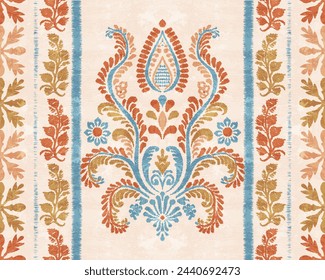 Motifs Ikat floral paisley embroidery on white background.geometric ethnic oriental pattern traditional.Aztec style abstract vector illustration.design for texture,fabric,clothing,wrapping,decoration