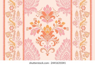 Motifs Ikat floral paisley embroidery on white background.geometric ethnic oriental pattern traditional.Aztec style abstract vector illustration.design for texture,fabric,clothing,wrapping,decoration