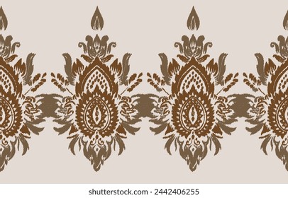 Motifs Ikat floral paisley embroidery on white background.geometric ethnic oriental pattern traditional.Aztec style abstract vector illustration.design for texture,fabric,clothing,wrapping,decoration
