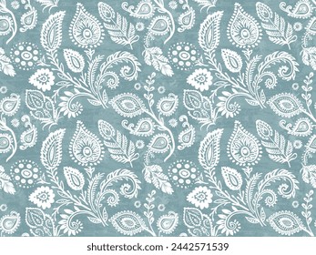 Motifs Ikat floral paisley embroidery on white background.geometric ethnic oriental pattern traditional.Aztec style abstract vector illustration.design for texture,fabric,clothing,wrapping,decoration