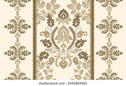 Motifs Ikat floral paisley embroidery on white background.geometric ethnic oriental pattern traditional.Aztec style abstract vector illustration.design for texture,fabric,clothing,wrapping,decoration