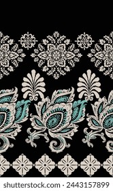 Motifs Ikat floral paisley embroidery on white background.geometric ethnic oriental pattern traditional.Aztec style abstract vector illustration.design for texture,fabric,clothing,wrapping,decoration