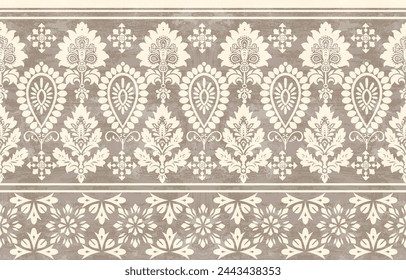 Motifs Ikat floral paisley embroidery on white background.geometric ethnic oriental pattern traditional.Aztec style abstract vector illustration.design for texture,fabric,clothing,wrapping,decoration