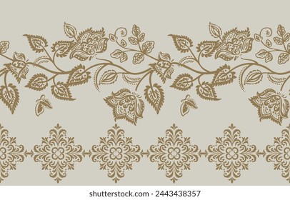 Motifs Ikat floral paisley embroidery on white background.geometric ethnic oriental pattern traditional.Aztec style abstract vector illustration.design for texture,fabric,clothing,wrapping,decoration