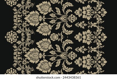 Motifs Ikat floral paisley embroidery on white background.geometric ethnic oriental pattern traditional.Aztec style abstract vector illustration.design for texture,fabric,clothing,wrapping,decoration