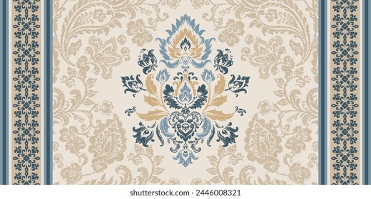 Motifs Ikat floral paisley embroidery on white background.geometric ethnic oriental pattern traditional.Aztec style abstract vector illustration.design for texture,fabric,clothing,wrapping,decoration