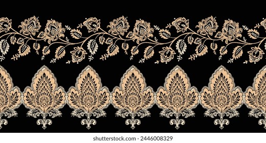 Motifs Ikat floral paisley embroidery on white background.geometric ethnic oriental pattern traditional.Aztec style abstract vector illustration.design for texture,fabric,clothing,wrapping,decoration