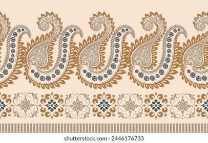 Motifs Ikat floral paisley embroidery on white background.geometric ethnic oriental pattern traditional.Aztec style abstract vector illustration.design for texture,fabric,clothing,wrapping,decoration