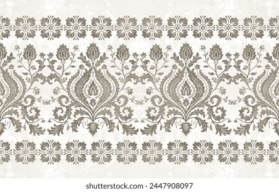 Ikat bordado de paisley floral sobre fondo blanco. patrón étnico oriental geométrico tradicional. estilo azteca Ilustración vectorial abstracta. diseño para textura, tela, ropa, envoltura, decoración