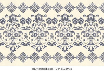 Motifs Ikat floral paisley embroidery on white background.geometric ethnic oriental pattern traditional.Aztec style abstract vector illustration.design for texture,fabric,clothing,wrapping,decoration