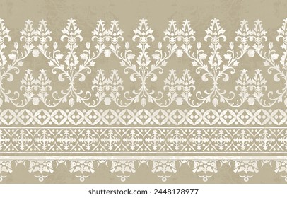 Ikat bordado de paisley floral sobre fondo blanco. patrón étnico oriental geométrico tradicional. estilo azteca Ilustración vectorial abstracta. diseño para textura, tela, ropa, envoltura, decoración