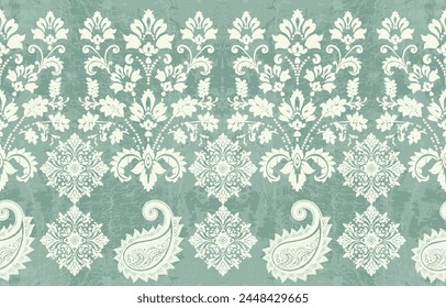 Motifs Ikat floral paisley embroidery on white background.geometric ethnic oriental pattern traditional.Aztec style abstract vector illustration.design for texture,fabric,clothing,wrapping,decoration