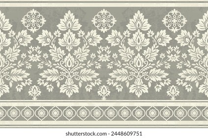 Ikat bordado de paisley floral sobre fondo blanco. patrón étnico oriental geométrico tradicional. estilo azteca Ilustración vectorial abstracta. diseño para textura, tela, ropa, envoltura, decoración