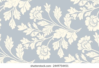 Motifs Ikat floral paisley embroidery on white background.geometric ethnic oriental pattern traditional.Aztec style abstract vector illustration.design for texture,fabric,clothing,wrapping,decoration