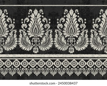 Motifs Ikat floral paisley embroidery on white background.geometric ethnic oriental pattern traditional.Aztec style abstract vector illustration.design for texture,fabric,clothing,wrapping,decoration