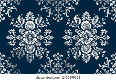 Motifs Ikat floral paisley embroidery on white background.geometric ethnic oriental pattern traditional.Aztec style abstract vector illustration.design for texture,fabric,clothing,wrapping,decoration