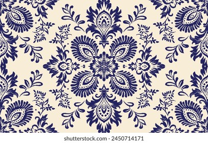 Motifs Ikat floral paisley embroidery on white background.geometric ethnic oriental pattern traditional.Aztec style abstract vector illustration.design for texture,fabric,clothing,wrapping,decoration