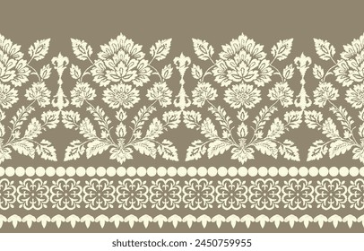 Motifs Ikat floral paisley embroidery on white background.geometric ethnic oriental pattern traditional.Aztec style abstract vector illustration.design for texture,fabric,clothing,wrapping,decoration