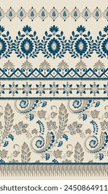 Ikat bordado de paisley floral sobre fondo blanco. patrón étnico oriental geométrico tradicional. estilo azteca Ilustración vectorial abstracta. diseño para textura, tela, ropa, envoltura, decoración