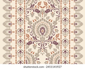 Motifs Ikat floral paisley embroidery on white background.geometric ethnic oriental pattern traditional.Aztec style abstract vector illustration.design for texture,fabric,clothing,wrapping,decoration