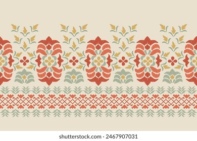 Motifs Ikat floral paisley embroidery background.geometric ethnic oriental pattern traditional.Aztec-style abstract vector illustration. design for texture, fabric, clothing, wrapping, decoration