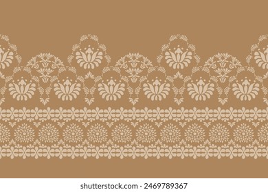 Motive Ikat Blumen Paisley Stickerei Hintergrund.geometrische ethnische orientalische Muster traditionell.Aztec-Stil abstrakte Vektorillustration. Design für Textur, Stoff, Kleidung, Verpackung, Dekoration