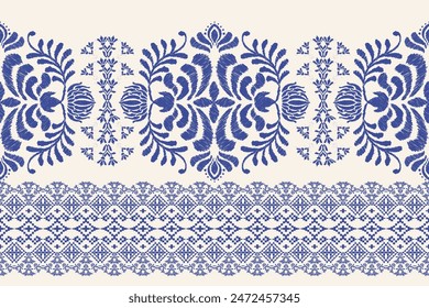 Motifs Ikat floral paisley embroidery background.geometric ethnic oriental pattern traditional.Aztec-style abstract. design for texture, fabric, clothing, wrapping, decoration