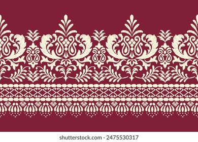 Motifs Ikat floral paisley embroidery background.geometric ethnic oriental pattern traditional.Aztec-style abstract. design for texture, fabric, clothing, wrapping, decoration