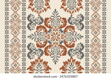 Motifs Ikat floral paisley embroidery background.geometric ethnic oriental pattern traditional.Aztec-style abstract. design for texture, fabric, clothing, wrapping, decoration