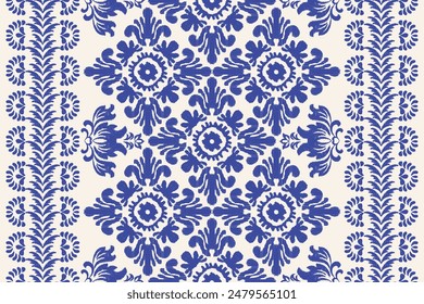 Motifs Ikat floral paisley embroidery background.geometric ethnic oriental pattern traditional.Aztec-style abstract. design for texture, fabric, clothing, wrapping, decoration