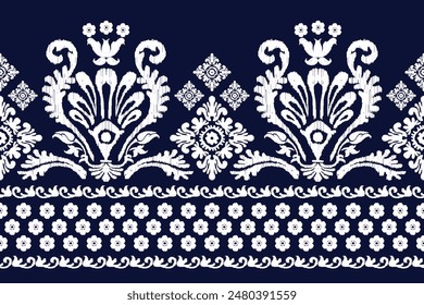 Motifs Ikat floral paisley embroidery background.geometric ethnic oriental pattern traditional.Aztec-style abstract. design for texture, fabric, clothing, wrapping, decoration