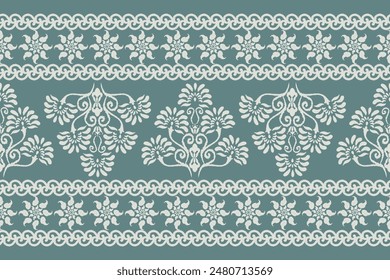 Motifs Ikat floral paisley embroidery background.geometric ethnic oriental pattern traditional.Aztec-style abstract. design for texture, fabric, clothing, wrapping, decoration