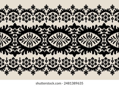 Motifs Ikat floral paisley embroidery background.geometric ethnic oriental pattern traditional.Aztec-style abstract. design for texture, fabric, clothing, wrapping, decoration