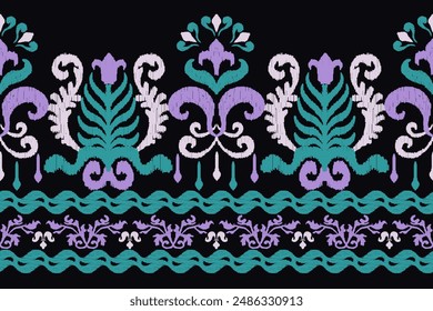 Motifs Ikat floral paisley embroidery background.geometric ethnic oriental pattern traditional.Aztec-style abstract. design for texture, fabric, clothing, wrapping, decoration