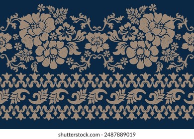 Motifs Ikat floral paisley embroidery background.geometric ethnic oriental pattern traditional.Aztec-style abstract. design for texture, fabric, clothing, wrapping, decoration