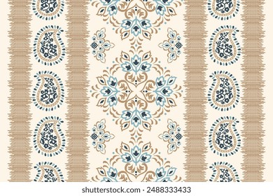 Motifs Ikat floral paisley embroidery background.geometric ethnic oriental pattern traditional.Aztec-style abstract. design for texture, fabric, clothing, wrapping, decoration