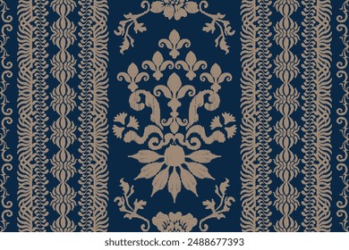 Motifs Ikat floral paisley embroidery background.geometric ethnic oriental pattern traditional.Aztec-style abstract. design for texture, fabric, clothing, wrapping, decoration