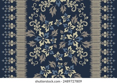 Motifs Ikat floral paisley embroidery background.geometric ethnic oriental pattern traditional.Aztec-style abstract. design for texture, fabric, clothing, wrapping, decoration