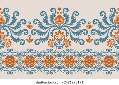 Motifs Ikat floral paisley embroidery background.geometric ethnic oriental pattern traditional.Aztec-style abstract. design for texture, fabric, clothing, wrapping, decoration