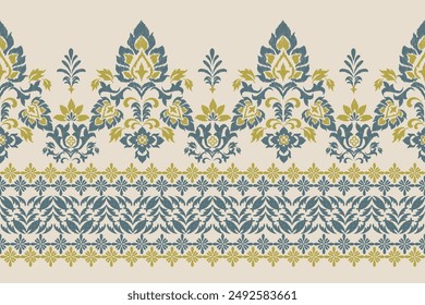 Motifs Ikat floral paisley embroidery background.geometric ethnic oriental pattern traditional.Aztec-style abstract. design for texture, fabric, clothing, wrapping, decoration