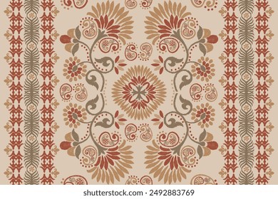 Motifs Ikat floral paisley embroidery background.geometric ethnic oriental pattern traditional.Aztec-style abstract. design for texture, fabric, clothing, wrapping, decoration