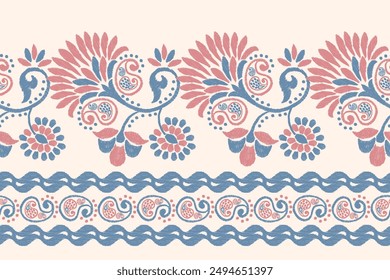 Motifs Ikat floral paisley embroidery background.geometric ethnic oriental pattern traditional.Aztec-style abstract. design for texture, fabric, clothing, wrapping, decoration