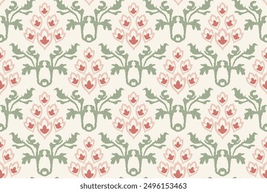 Motifs Ikat floral paisley embroidery background.geometric ethnic oriental pattern traditional.Aztec-style abstract. design for texture, fabric, clothing, wrapping, decoration