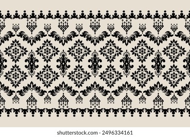 Motifs Ikat floral paisley embroidery background.geometric ethnic oriental pattern traditional.Aztec-style abstract. design for texture, fabric, clothing, wrapping, decoration