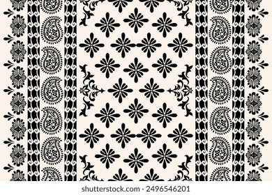 Motifs Ikat floral paisley embroidery background.geometric ethnic oriental pattern traditional.Aztec-style abstract. design for texture, fabric, clothing, wrapping, decoration