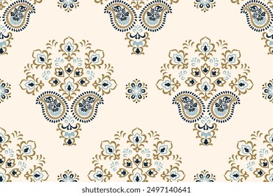 Motifs Ikat floral paisley embroidery background.geometric ethnic oriental pattern traditional.Aztec-style abstract. design for texture, fabric, clothing, wrapping, decoration