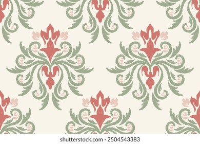 Motifs Ikat floral paisley embroidery background.geometric ethnic oriental pattern traditional.Aztec-style abstract. design for texture, fabric, clothing, wrapping, decoration