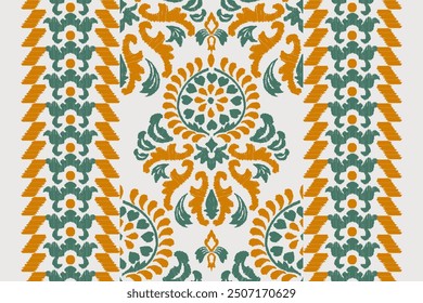 Motive Ikat Blumen Paisley Stickerei floral.ikat ethnisch orientalische Muster traditionell.Ikat Stickerei Stil abstrakte Stickerei Design für Textur, Stoff, Kleidung, Verpackung, Dekoration