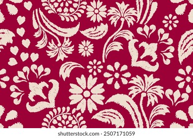 Motifs Ikat floral paisley embroidery background.geometric ethnic oriental pattern traditional.Aztec-style abstract. design for texture, fabric, clothing, wrapping, decoration