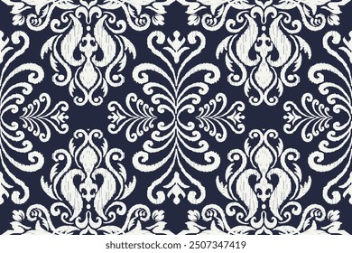 Motifs Ikat floral paisley embroidery background.geometric ethnic oriental pattern traditional.Aztec-style abstract. design for texture, fabric, clothing, wrapping, decoration